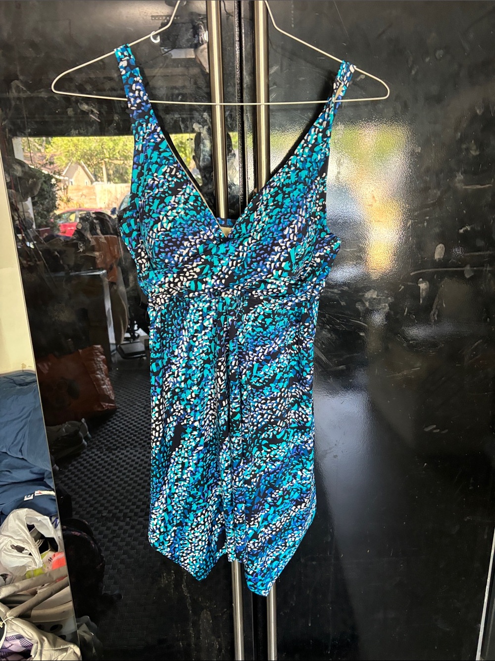 Swimsuits For All Blue & Teal V-Neck Swim Dress NO BOTTOM JUST A TOP